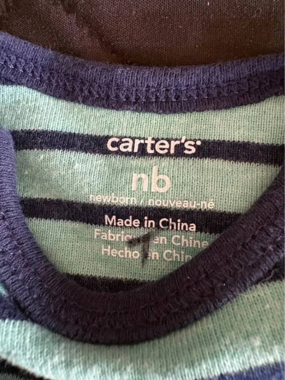 2- Carters newborn stripe sleepers bodysuits